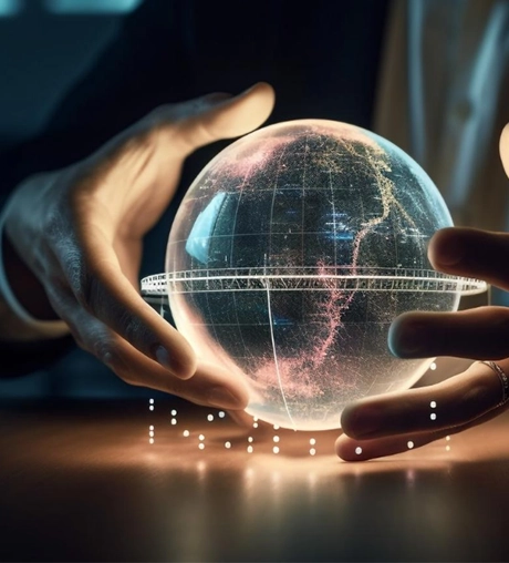 Person holding a glowing globe